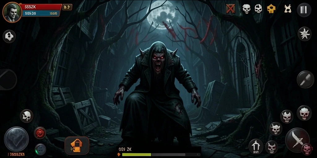 Pengalaman gameplay mencekam di 555ZK dengan suasana menyeramkan.