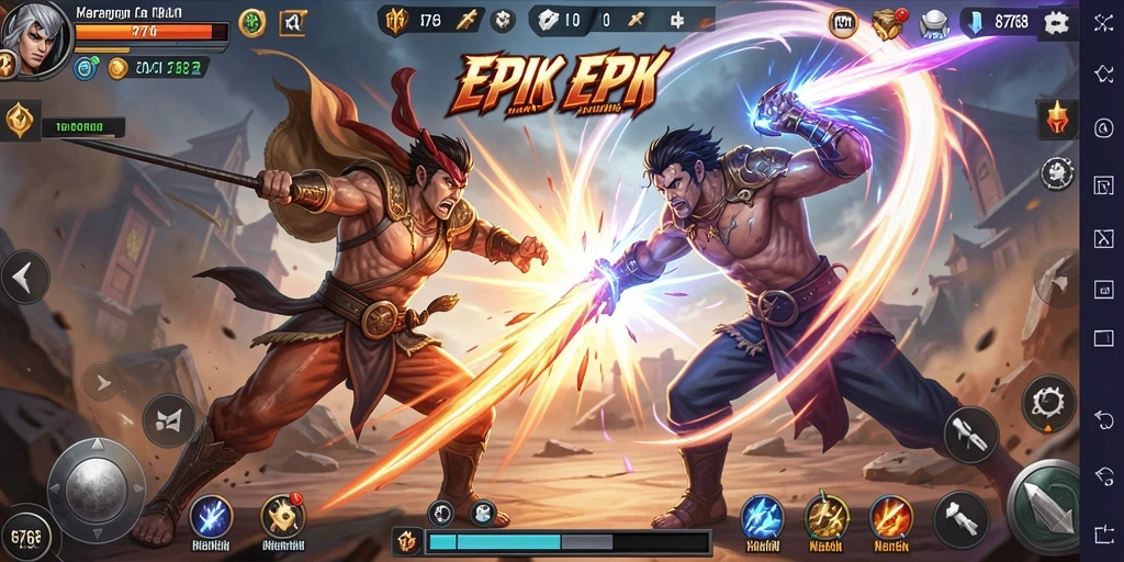 Screenshot utama 8768 menampilkan duel penuh aksi dengan visual memukau.