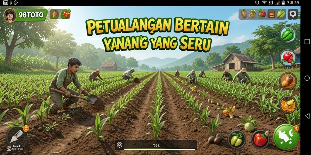 Tampilan gameplay seru dalam 98TOTO saat bertani.