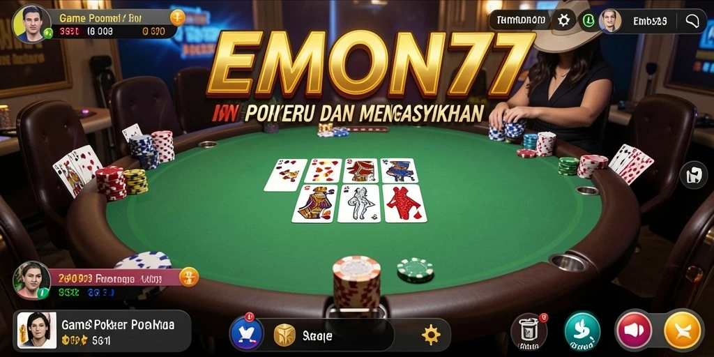 Screenshot EMON77 menunjukkan pemain poker asyik dalam permainan.