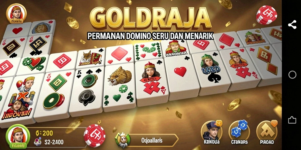 Tampilan gameplay seru dalam GOLDRAJA dengan aksi domino.