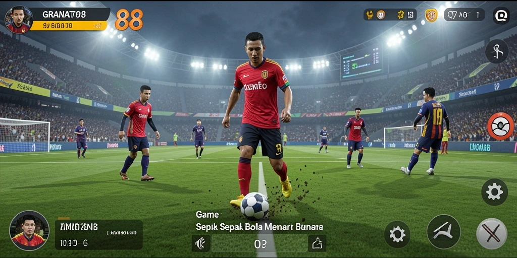 Tampilan gameplay GRANAT88 dengan aksi sepak bola seru.