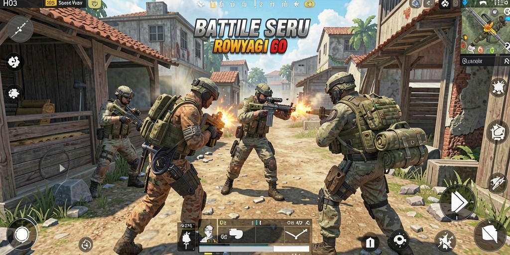 Penggambaran gameplay Battle Royale yang intens dan mendebarkan.