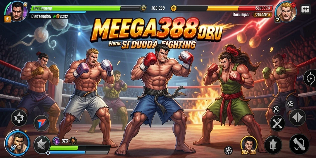 Tampilan seru pertarungan di MEGA388 dengan karakter yang unik.