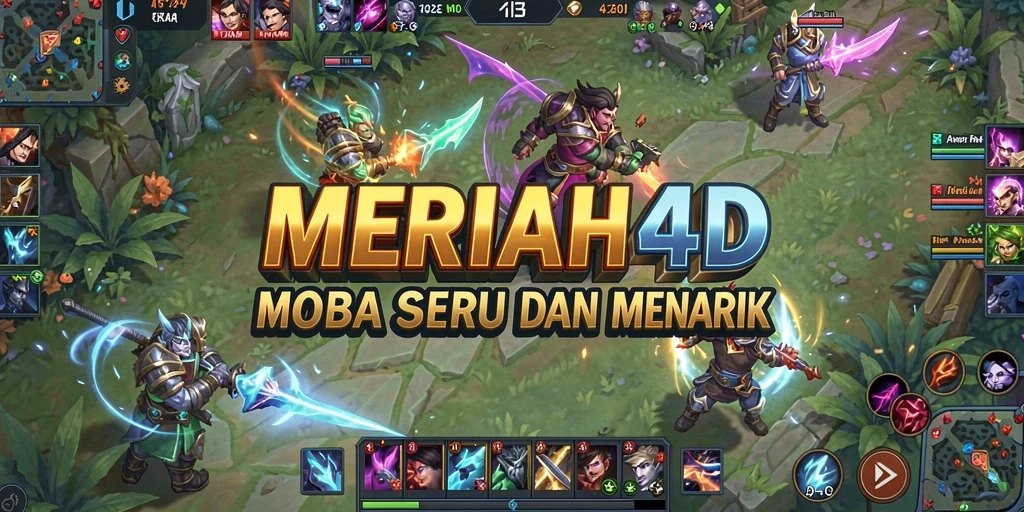 Tampilan gameplay mendebarkan dari MERIAH4D di arena MOBA.