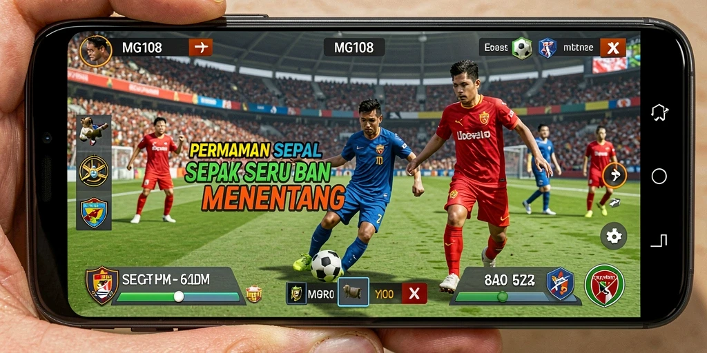 Tampilan seru gameplay MG108 dengan aksi sepak bola yang realistis.