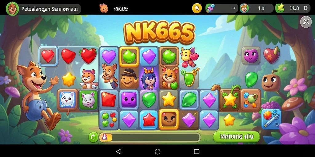 Tangkapan layar gameplay NK666 menunjukkan tantangan seru dalam Match-3.