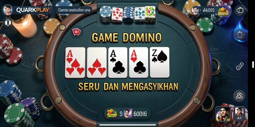 Tampilan seru dari gameplay domino di QUARKPLAY.