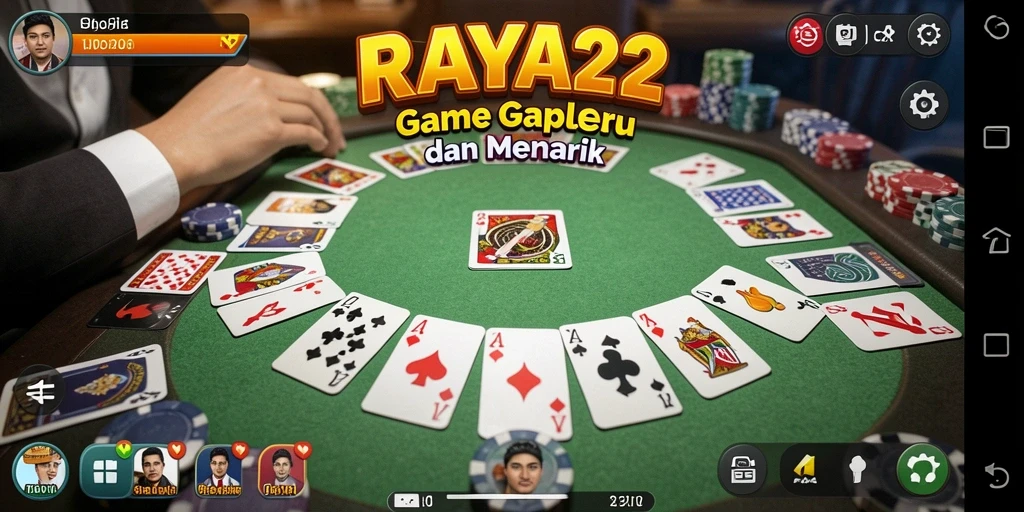 Screenshot gameplay RAYA22 yang menampilkan permainan Gaple yang seru.