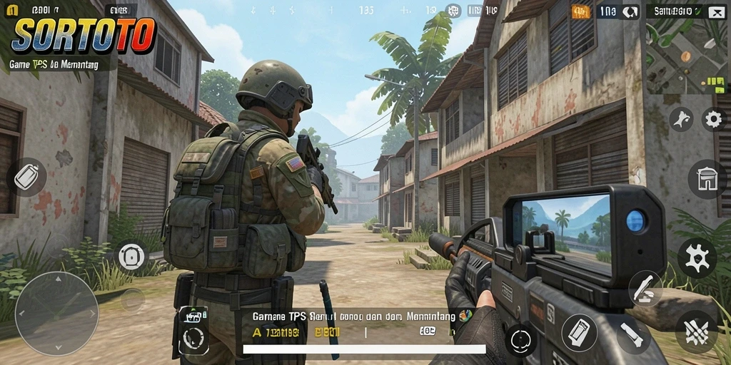 Screenshot SORTOTO menampilkan aksi seru dalam gameplay TPS yang mendebarkan.