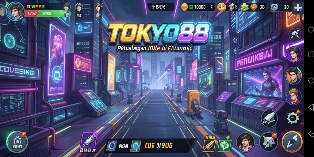 Tampilan gameplay <strong>TOKYO88</strong> yang menawan dan futuristik.