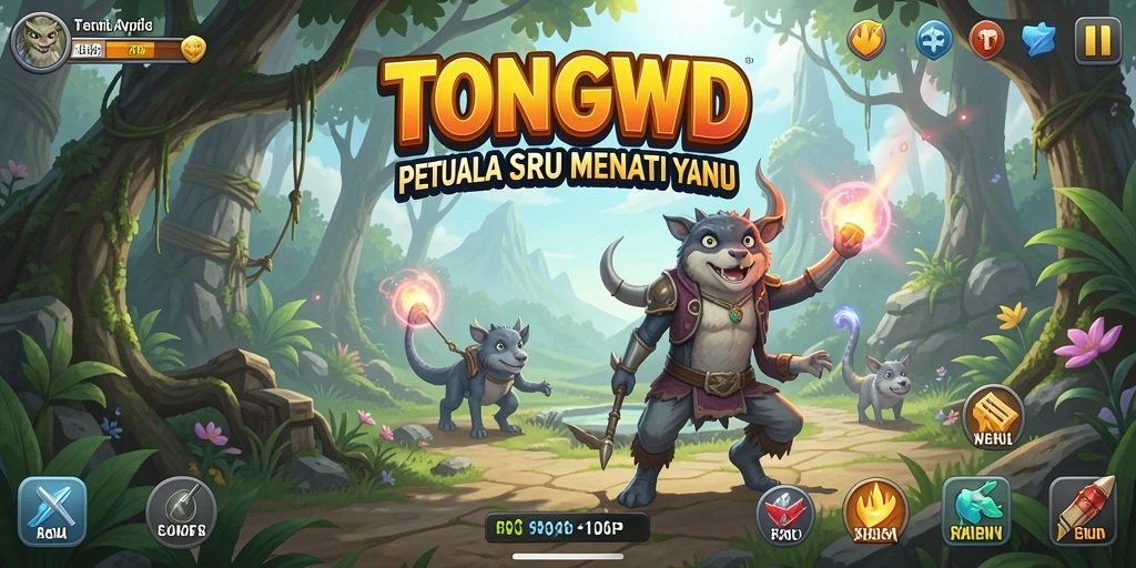 Screenshot utama TONGWD menampilkan aksi seru dalam dunia petualangan.