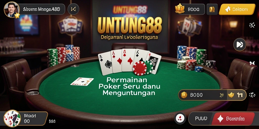 Tampilan gameplay poker yang mendebarkan dan seru di UNTUNG88.